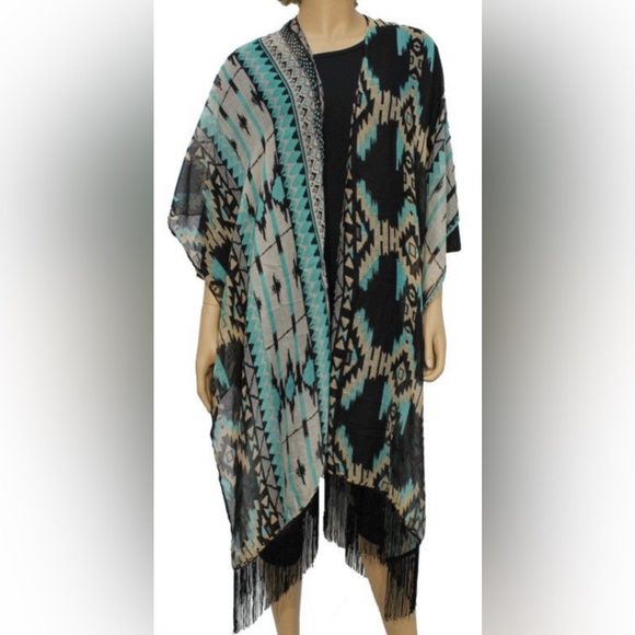 NWT chic boho geometric shawl wrap one size - Picture 2 of 13